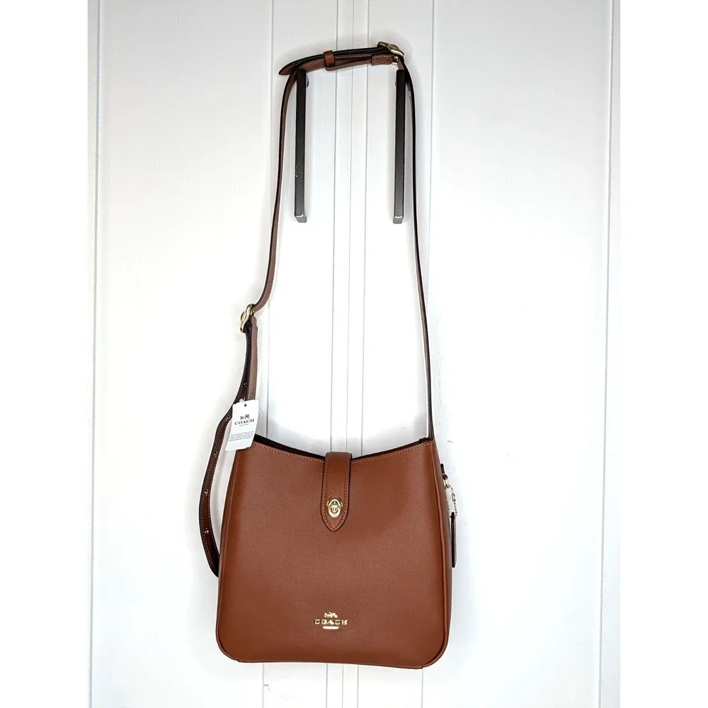 Coach Hadley Smooth Leather Turnlock File Bag - Tan, NWT $325 Retail